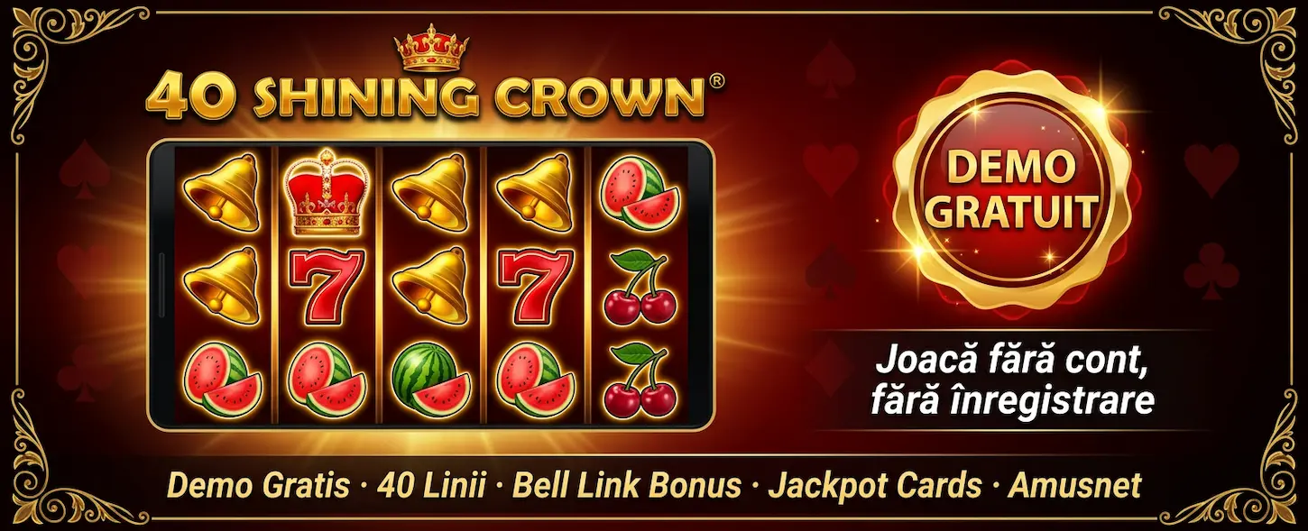 40 Shining Crown demo gratis — joacă fără cont și fără înregistrare slotul Amusnet cu 40 de linii în România.