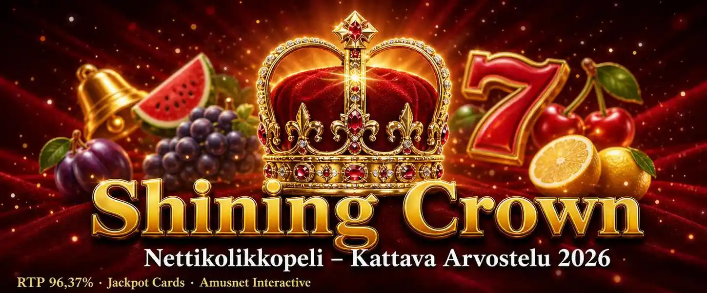 Shining Crown nettikolikkopelin arvostelu 2026 - kultainen kruunu ja hedelmäsymbolit